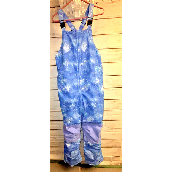 Girls Ski Bibs Lands Ends Size 16H Ski Snowboarding Purple Zip Pockets See Pics - Picture 1 of 14
